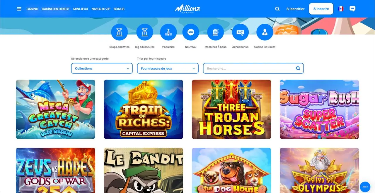 Catalogue de jeux Millionz Casino
